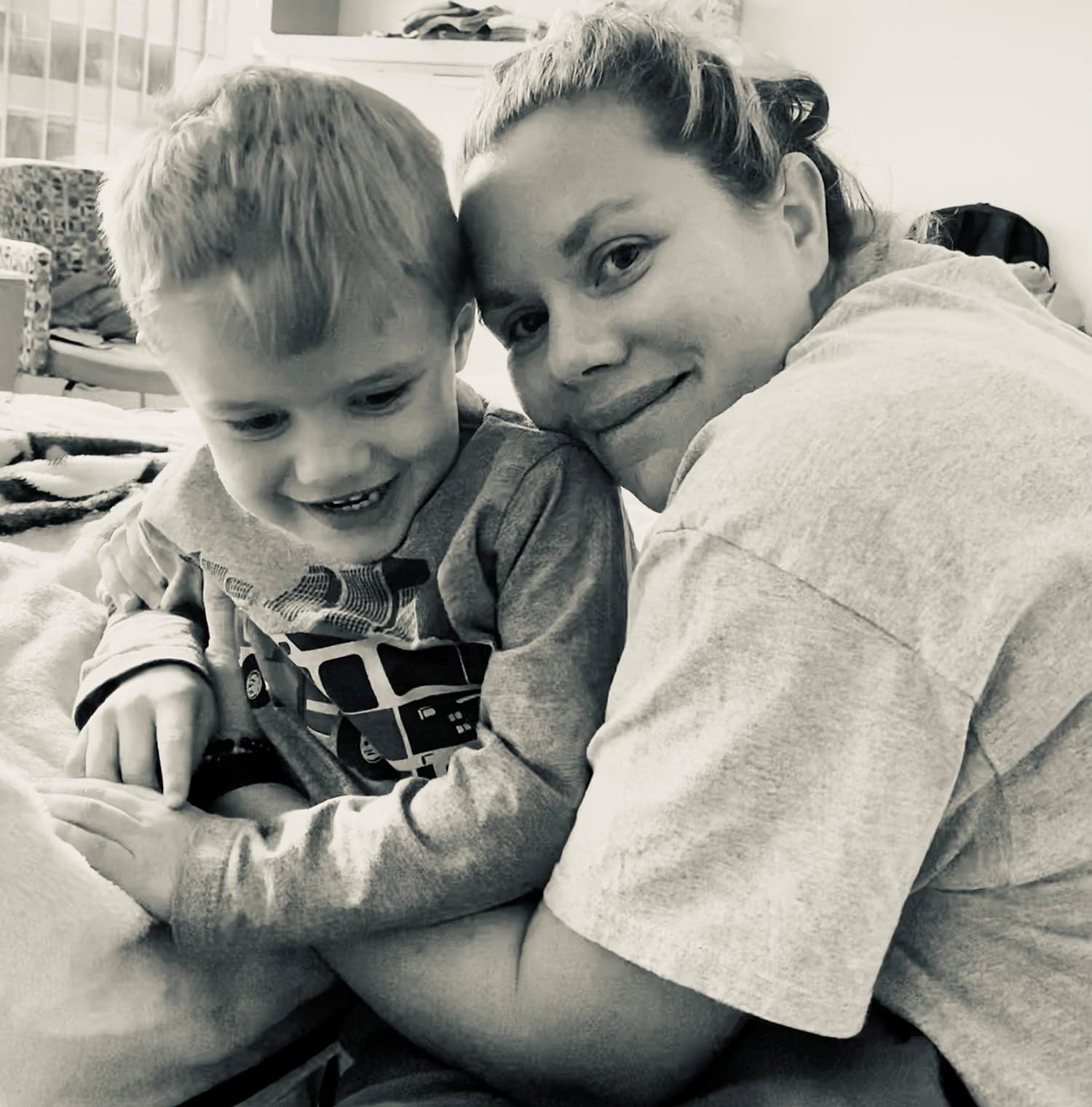 Emily and her son Bo, a young brain cancer survivor.